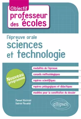 Couverture du produit · L'Épreuve Orale Sciences et Technologie CRPE Nouveau Programme