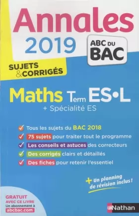 Couverture du produit · Annales ABC du BAC 2019 - Maths Term ES-L