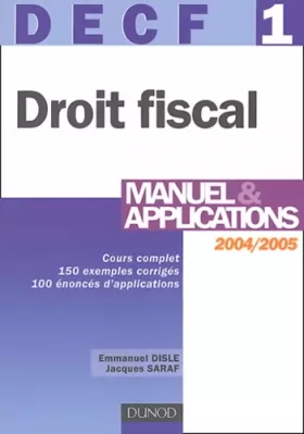 Couverture du produit · DECF, numéro 1 : Droit fiscal : Manuel et applications