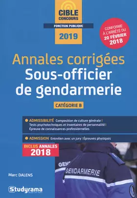 Couverture du produit · Annales corrigées sous-officier de gendarmerie 2019