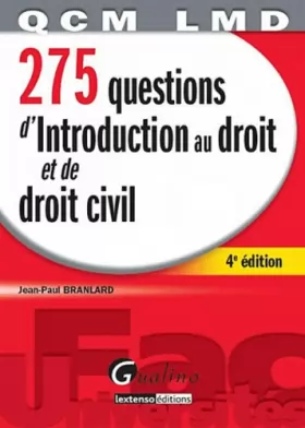 Couverture du produit · 275 questions d'introduction au droit et de droit civil