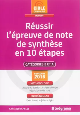 Couverture du produit · Réussir l'épreuve de note de synthèse en 10 étapes