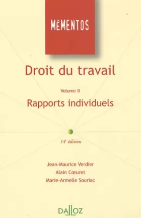 Couverture du produit · Droit du travail : Volume II : Rapports individuels