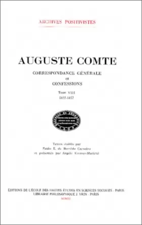 Couverture du produit · Correspondance générale et confessions, tome VIII 1855-1857