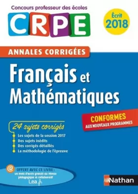 Couverture du produit · Annales CRPE 2018 : Français & Mathématiques