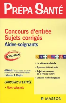 Couverture du produit · Concours d'entrée aide-soignants : Sujets corrigés