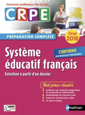 Couverture du produit · Système éducatif français - Oral 2018 - Préparation complète - CRPE