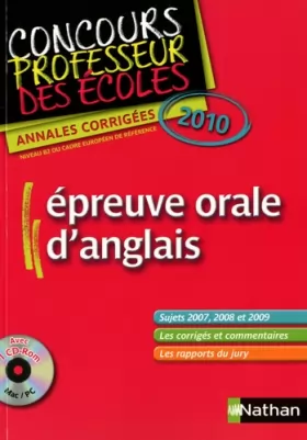 Couverture du produit · EPREUVE ORALE D'ANGLAIS - CRPE 2010 AVEC 1 CD-ROM