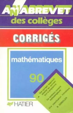 Couverture du produit · Anabrevet 1990, brevet mathèmatiques: Corrigés