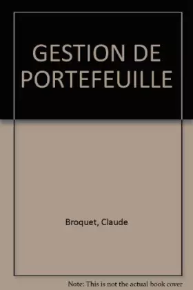 Couverture du produit · GESTION DE PORTEFEUILLE