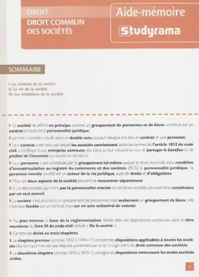 Couverture du produit · Droit commun des societes