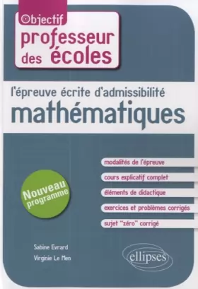 Couverture du produit · L'Épreuve Écrite d'Admissibilité Mathématiques Professeur des Écoles Nouveau Programme