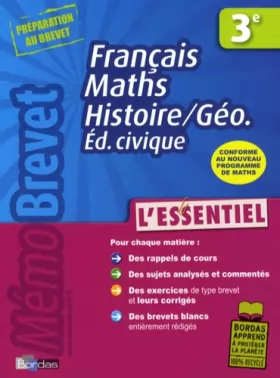 Couverture du produit · Français, Maths, Histoire/Géo, Education civique 3e : L'essentiel