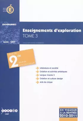 Couverture du produit · Enseignements dexploration Classe de 2e générale et technologique : Tome 3