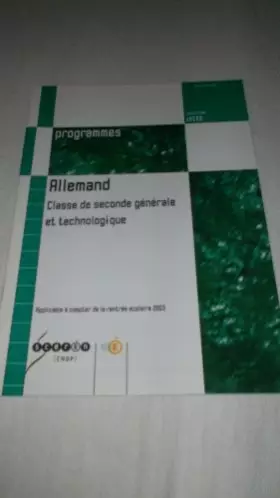 Couverture du produit · Allemand (programmes) - classe de 2nde