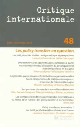Couverture du produit · Critique internationale, N° 48, juillet-septe : Les policy transfers en question