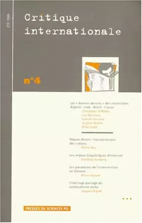 Couverture du produit · Critique internationale, numéro 4