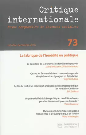 Couverture du produit · CRITIQUE INTERNATIONALE 73