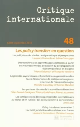 Couverture du produit · Critique internationale, N° 48, juillet-septe : Les policy transfers en question