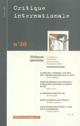 Couverture du produit · Critique internationale 2003, numéro 20 : Violences islamistes