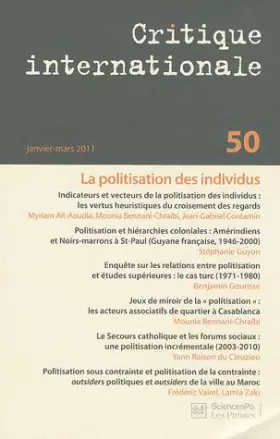 Couverture du produit · Critique internationale, N° 50, Janvier-Mars : La politisation des individus