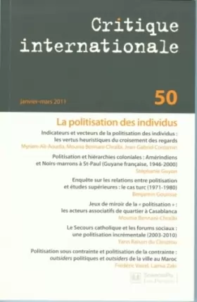 Couverture du produit · Critique internationale, N° 50, Janvier-Mars : La politisation des individus
