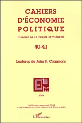 Couverture du produit · Cahiers d'économie politique 40-41 histoire de la pensee et theories