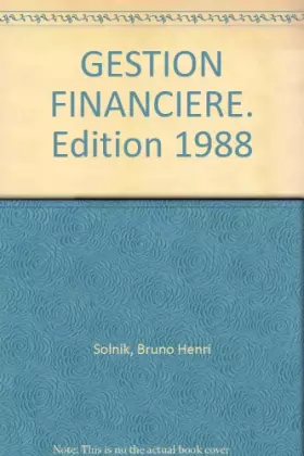 Couverture du produit · GESTION FINANCIERE. Edition 1988