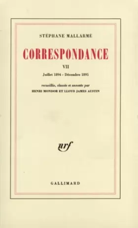 Couverture du produit · Correspondance (Tome 7-Juillet 1894 - Décembre 1895)