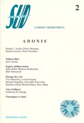 Couverture du produit · Autre sud, cahiers trimestriels, numéro 2 : Adonis