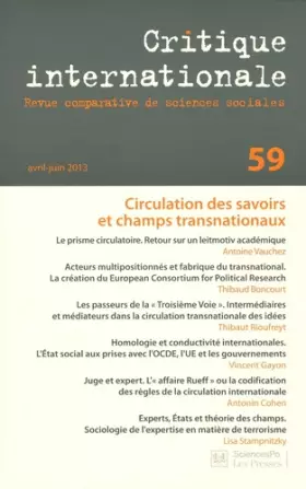 Couverture du produit · Critique internationale, N° 59, Avril-juin 20 : Circulation des savoirs et champs transnationaux