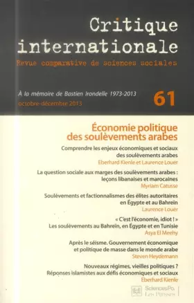 Couverture du produit · Critique internationale, N° 61, Octobre-décembre 2013 : Economie politique des soulèvements arabes
