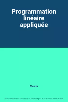 Couverture du produit · Programmation linéaire appliquée