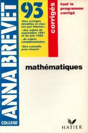 Couverture du produit · Annabrevet corriges 93 mathematiques 052397