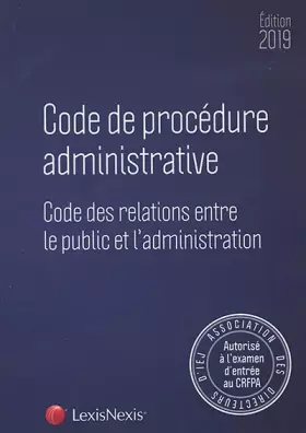 Couverture du produit · Code de procédure administrative 2019