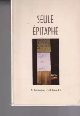 Couverture du produit · Seule epitaphe