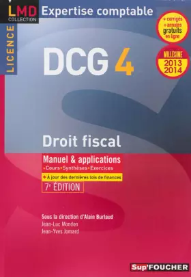 Couverture du produit · DCG 4 Droit fiscal Manuel et applications 7e édition Millésime 2013-2014