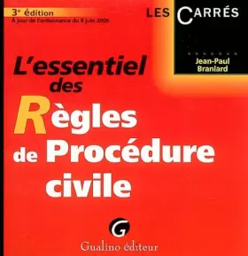 Couverture du produit · L'essentiel des Règles de Procédure civile
