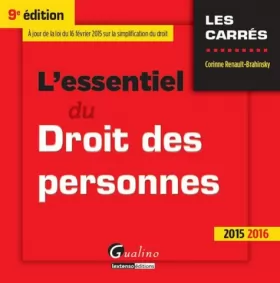 Couverture du produit · L'Essentiel du Droit des personnes 2015-2016, 9ème Ed.