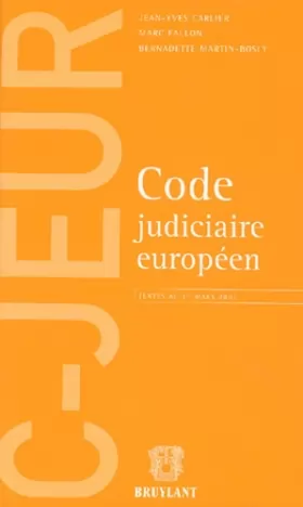 Couverture du produit · Code judiciaire européen: Textes au 1er mars 2003