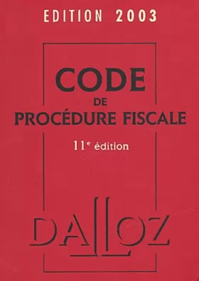 Couverture du produit · Code de la procédure fiscale 2003