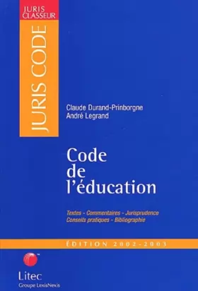 Couverture du produit · Code de l'éducation, édition 2002-2003 (ancienne édition)