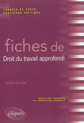 Couverture du produit · Fiches de Droit du Travail Approfondi