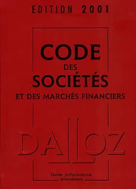Couverture du produit · Code des sociétés et des marchés financiers 2001