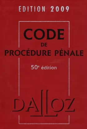 Couverture du produit · Code de procédure pénale 2009