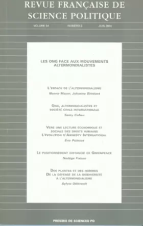 Couverture du produit · Revue française de science politique, volume 54, tome 3 - Juin 2004