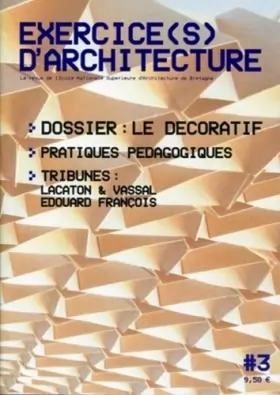 Couverture du produit · Exercice(s) d'architecture, 3: La revue de l'Ecole Nationale Supérieure d'Architecture de Bretagne