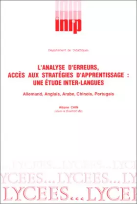 Couverture du produit · L'Analyse d'erreurs, accès aux strétégies d'apprentissage : une étude inter-langues