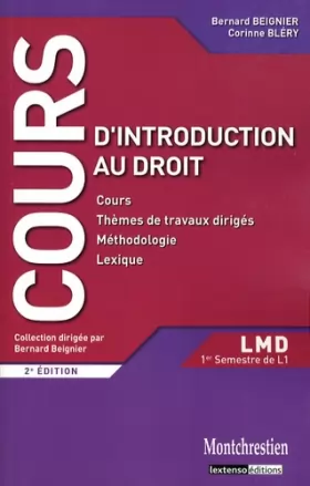 Couverture du produit · Introduction au droit : Cours et travaux dirigés premier semestre L1