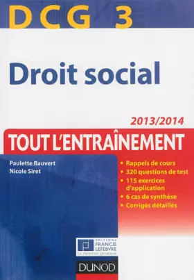 Couverture du produit · DCG 3 - Droit social 2013/2014 - 6e édition - Tout l'Entraînement